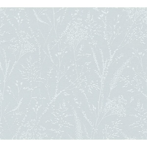 Florale Mustertapete Hellblau Grau – Vliestapete mit Gräserstruktur – Struktur Tapete dezent AS-Creation (397664)