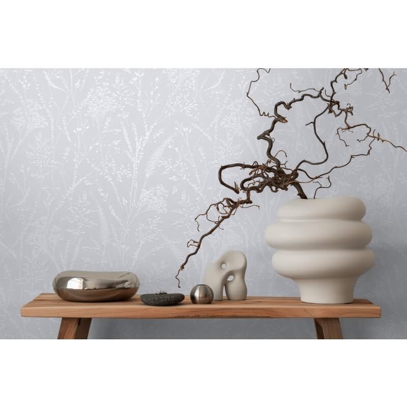 Florale Muster Tapete Rosa Weiß – Vlies Tapete mit zartem Gräsermotiv – Strukturtapete AS-Creation (397665)