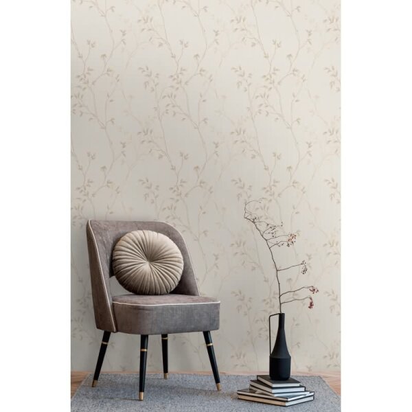 Pflanzen-Tapete Beige Creme – Vliestapete mit Zweigen – Florale Mustertapete natürlich AS-Creation (397671)