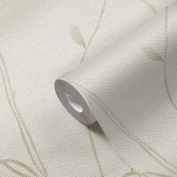 Pflanzen-Tapete Beige Creme &ndash; Vliestapete mit...