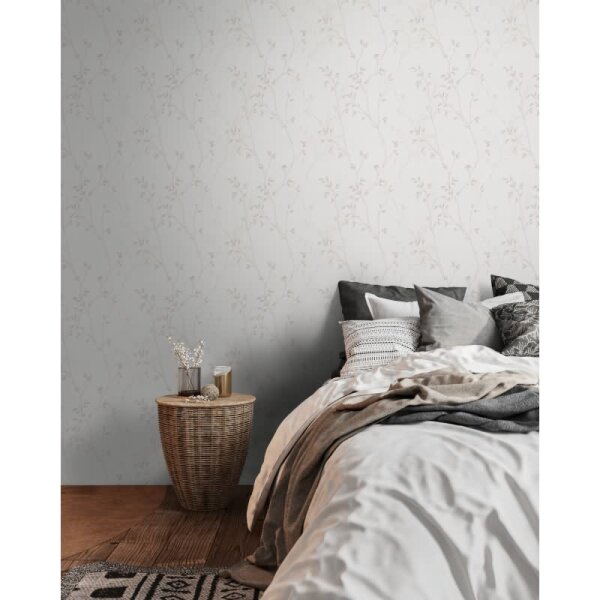 Pflanzen-Tapete Beige Creme – Vliestapete mit Zweigen – Florale Mustertapete dezent AS-Creation (397672)