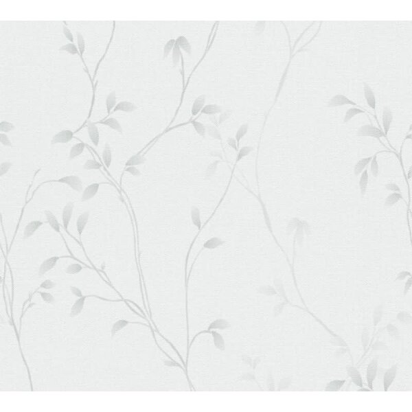 Pflanzen-Tapete Hellgrau Weißgrün – Vlies Tapete mit Zweigen – Florale Muster Tapete dezent AS-Creation (397673)