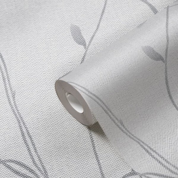 Pflanzen-Tapete Grau Anthrazit – Vliestapete mit Zweigen – Florale Mustertapete modern AS-Creation (397674)