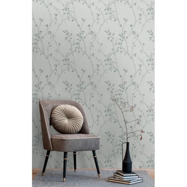 Pflanzen-Tapete Grau Anthrazit – Vliestapete mit Zweigen – Florale Mustertapete modern AS-Creation (397674)