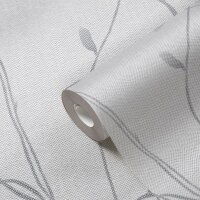 Pflanzen-Tapete Grau Anthrazit &ndash; Vliestapete mit...