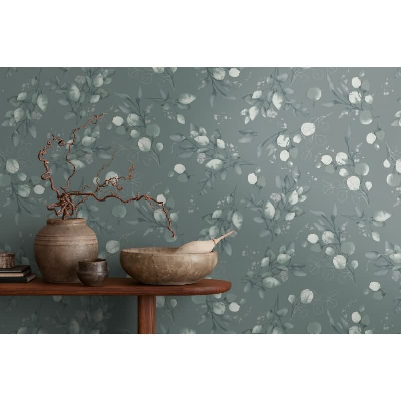 Florale Aquarell-Tapete Dunkelgrün Silber – Vliestapete mit Blättern – Elegante Mustertapete AS-Creation (397683)