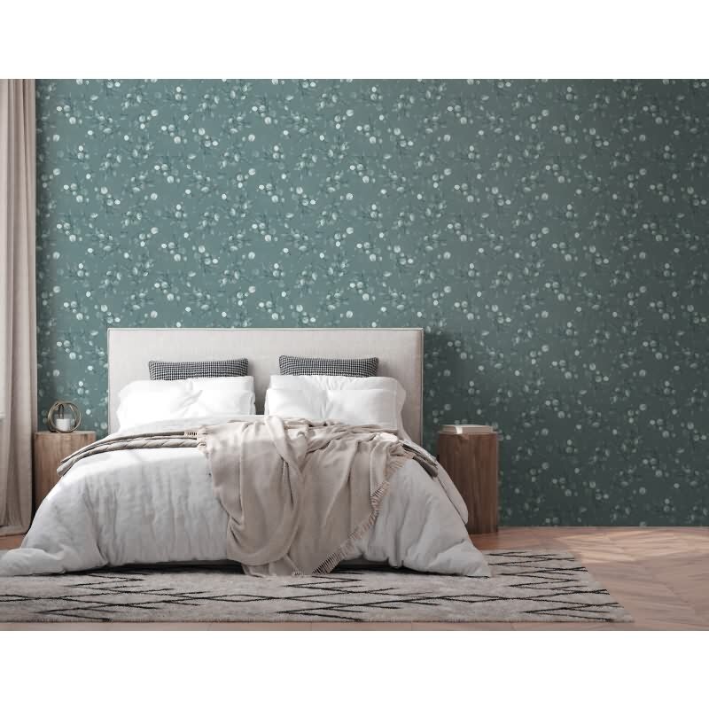 Florale Aquarell-Tapete Dunkelgrün Silber – Vliestapete mit Blättern – Elegante Mustertapete AS-Creation (397683)