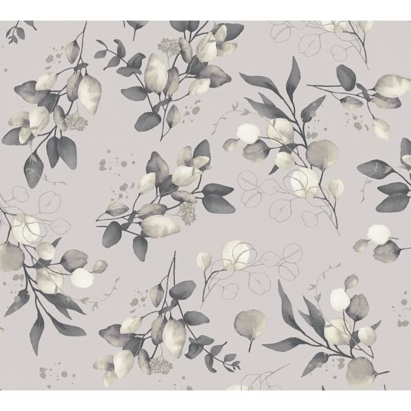 Florale Aquarell-Tapete Taupe Beige Grau – Vliestapete mit Blättern – Natürliche Mustertapete AS-Creation (397684)