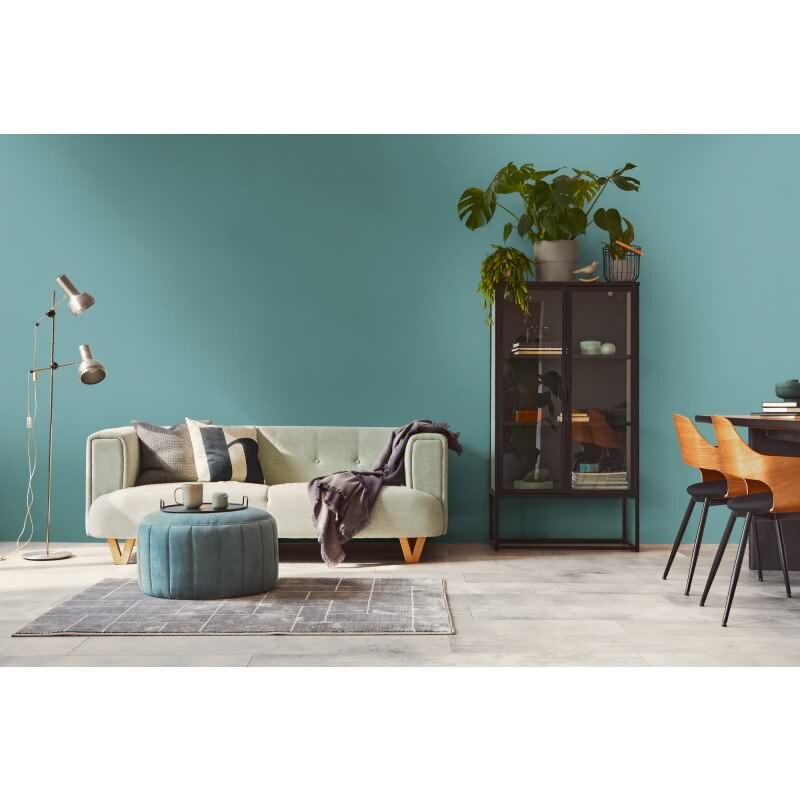 Uni Tapete mit Leinen Struktur Türkisblau – Vlies Tapete modern einfarbig AS-Creation (397836)