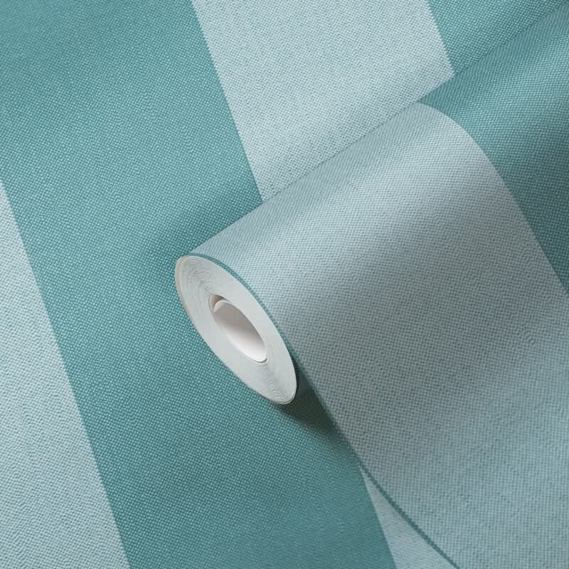 Streifen Tapete Blau Türkis – Vlies Tapete mit Leinen Struktur frisch modern AS-Creation (397928)