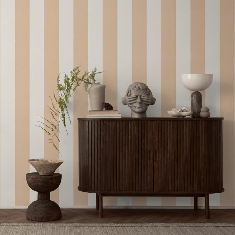 Streifen Tapete Beige Weiß – Vliestapete mit Leinen Struktur natürlich modern AS-Creation (397942)