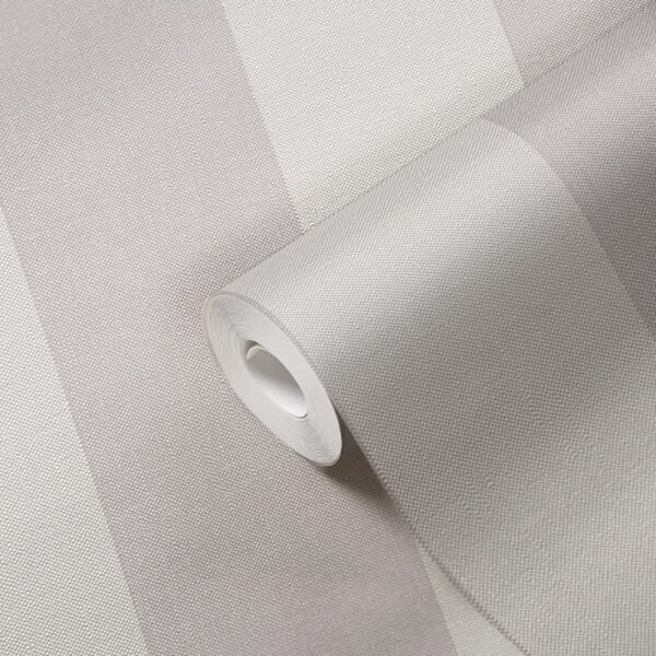 Streifentapete Beige Creme Grau – Vlies Tapete mit Leinenstruktur modern dezent AS-Creation (397973)