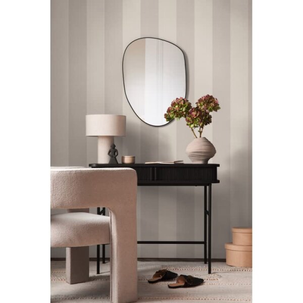 Streifentapete Beige Creme Grau – Vlies Tapete mit Leinenstruktur modern dezent AS-Creation (397973)