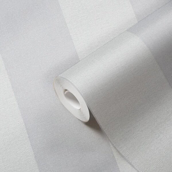 Streifen Tapete Grau Hellgrau Weiß – Vlies Tapete mit Leinen Struktur modern elegant AS-Creation (397980)