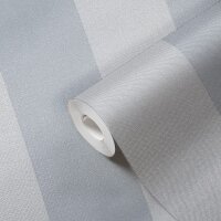 Streifentapete Blau Grau &ndash; Vlies Tapete mit...