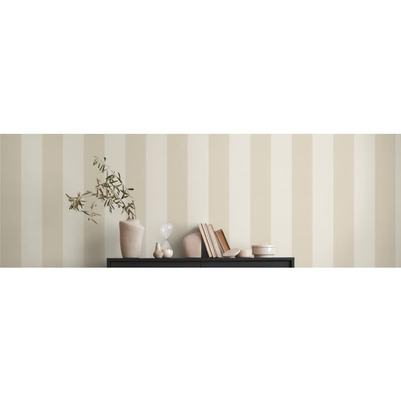 Streifen Tapete Weiß Beige Braun – Vliestapete mit Leinenstruktur warm modern AS-Creation (948342)