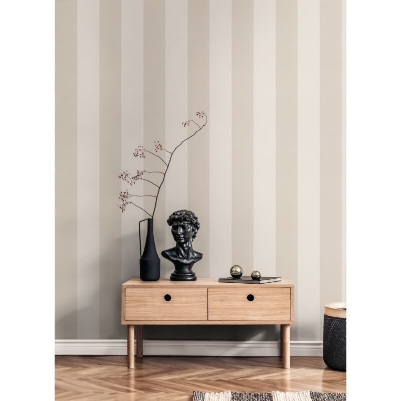 Streifen Tapete Weiß Beige Braun – Vliestapete mit Leinenstruktur warm modern AS-Creation (948342)