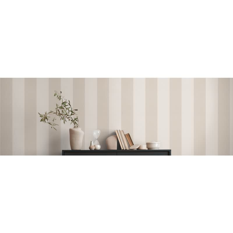 Streifen Tapete Weiß Beige Braun – Vliestapete mit Leinenstruktur warm modern AS-Creation (948342)