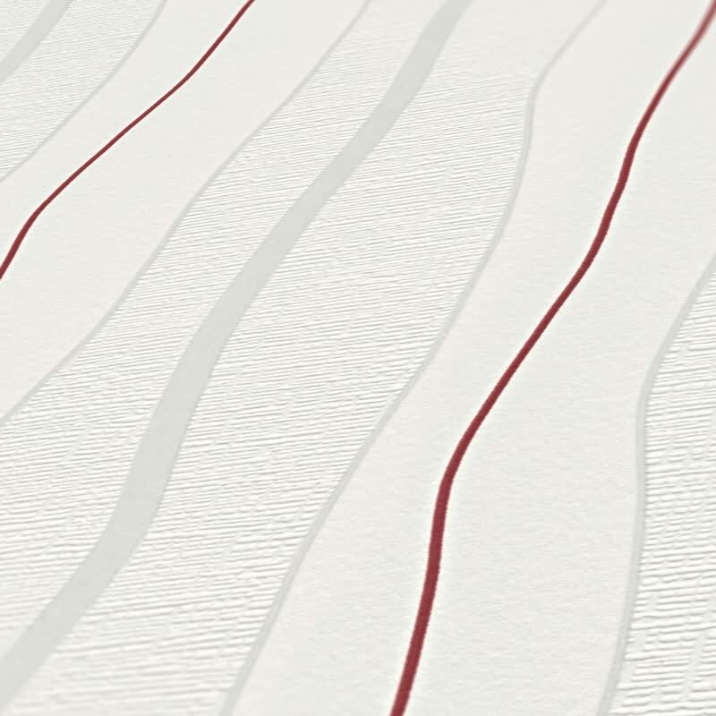 Streifentapete Wellenlinien Weiß Rot – Moderne Vliestapete mit Linienmuster – Design Tapete AS-Creation (249531)