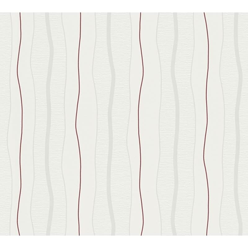 Streifentapete Wellenlinien Weiß Rot – Moderne Vliestapete mit Linienmuster – Design Tapete AS-Creation (249531)