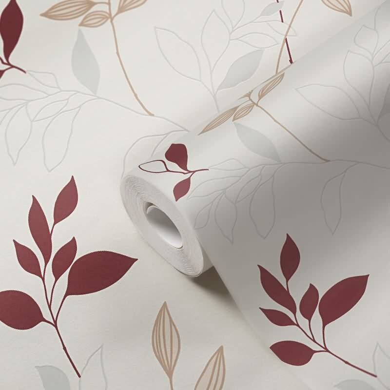 Florale Mustertapete Weiß Beige Rot – Vliestapete mit Blätterranken – Natürliches Design AS-Creation (249739)