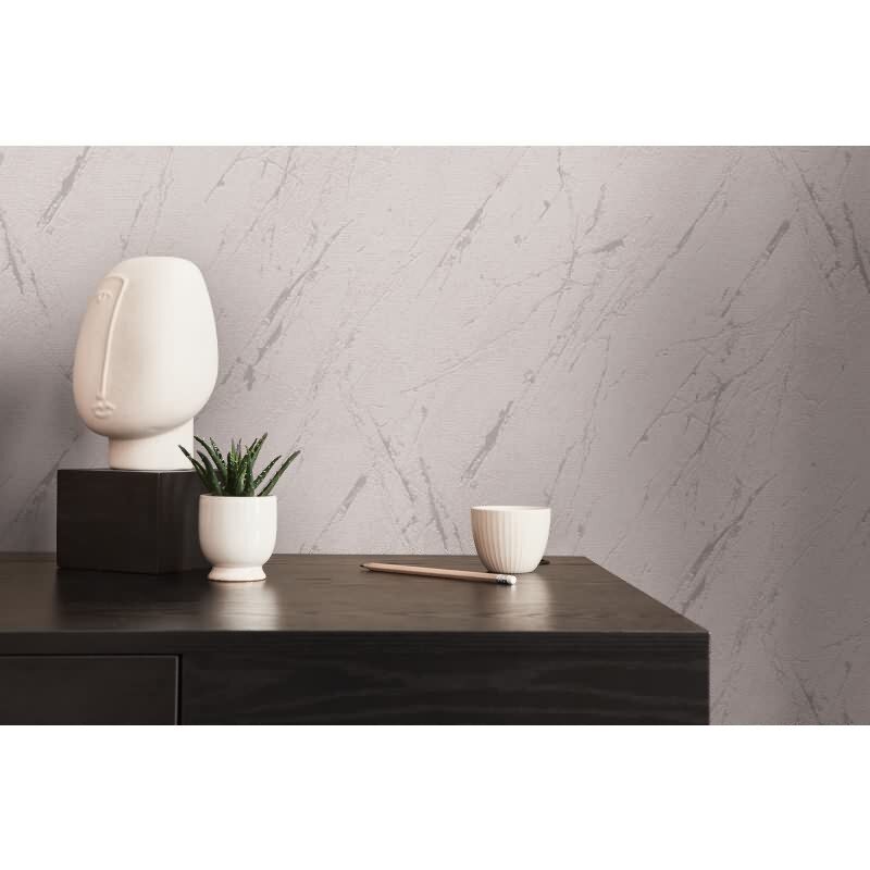 Marmoroptik-Tapete Weiß Grau – Vliestapete glänzend modern – Steinlook mit Aderung AS-Creation (393361)