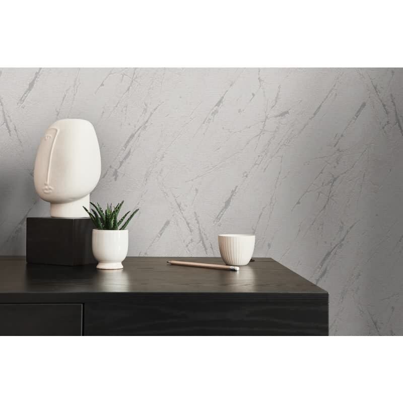 Marmoroptik-Tapete Weiß Grau – Vliestapete glänzend modern – Steinlook mit Aderung AS-Creation (393361)