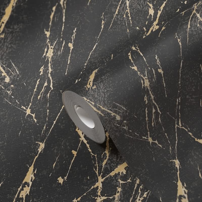 Marmoroptik-Tapete Schwarz Gold – Vliestapete mit Glanz – Luxuriöser Steinlook modern AS-Creation (393362)