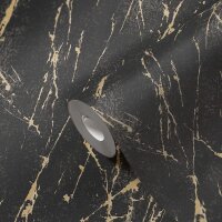 Marmoroptik-Tapete Schwarz Gold &ndash; Vliestapete mit...