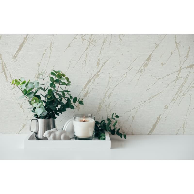 Marmoroptik-Tapete Weiß Gold – Vliestapete mit Glanz – Edler Steinlook modern AS-Creation (393363)