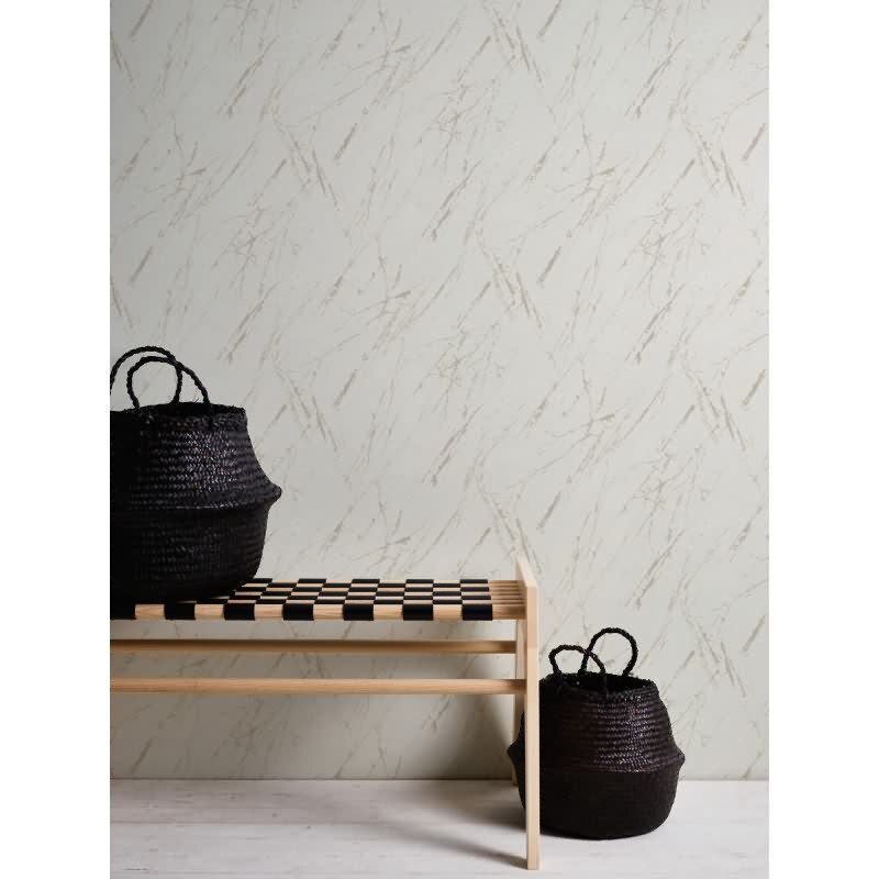 Marmoroptik-Tapete Weiß Gold – Vliestapete mit Glanz – Edler Steinlook modern AS-Creation (393363)