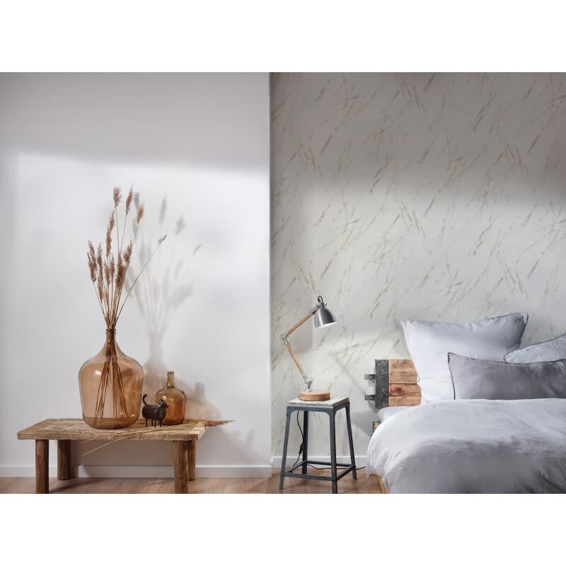 Marmoroptik-Tapete Weiß Gold – Vliestapete mit Glanz – Edler Steinlook modern AS-Creation (393363)