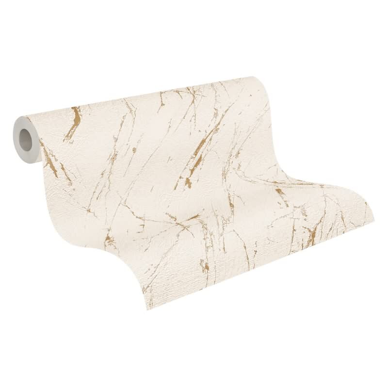 Marmoroptik-Tapete Creme Gold – Vliestapete mit Glanz – Warmer Steinlook edel AS-Creation (393364)