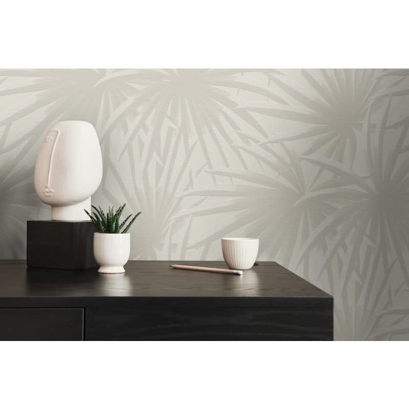 Palmen-Tapete Beige Sand – Vliestapete mit tropischem Muster – Naturdesign matt AS-Creation (393381)