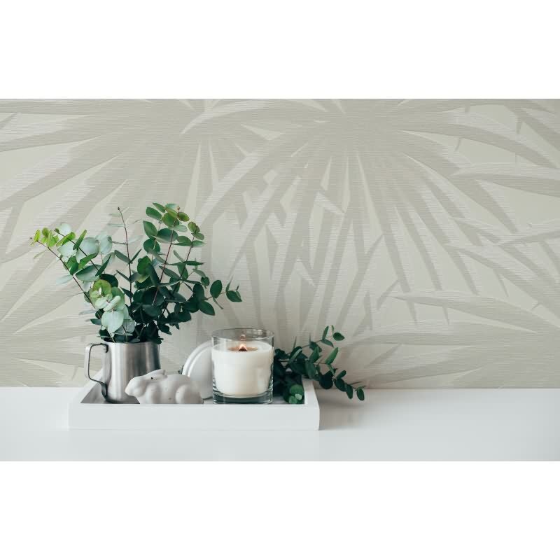 Palmen-Tapete Beige Sand – Vliestapete mit tropischem Muster – Naturdesign matt AS-Creation (393381)