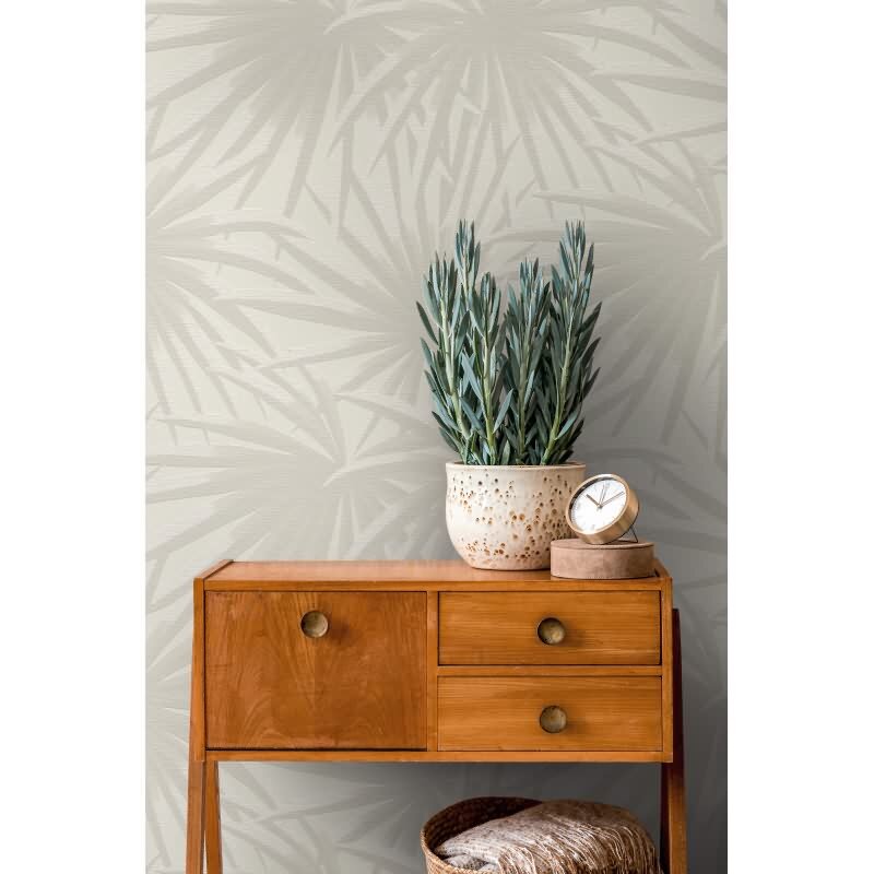 Palmen-Tapete Beige Sand – Vliestapete mit tropischem Muster – Naturdesign matt AS-Creation (393381)