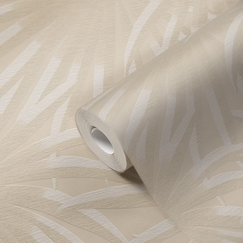 Dschungel-Tapete Beige Creme – Vliestapete mit Palmenblättern – Tropisches Muster matt AS-Creation (393382)