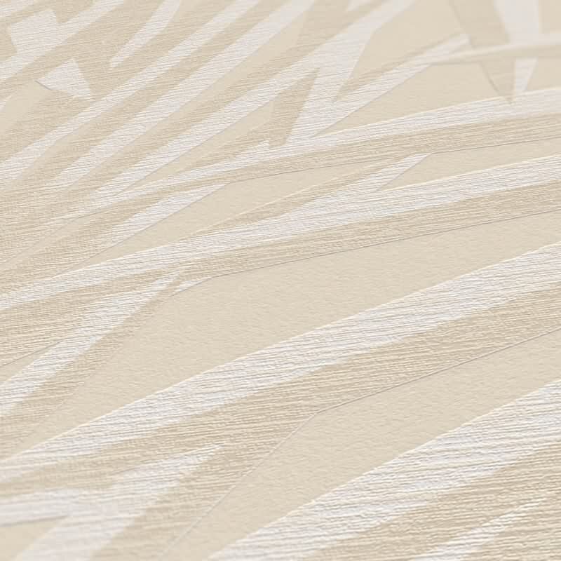 Dschungel-Tapete Beige Creme – Vliestapete mit Palmenblättern – Tropisches Muster matt AS-Creation (393382)