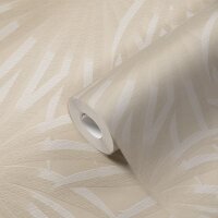 Dschungel-Tapete Beige Creme &ndash; Vliestapete mit...