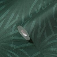 Dschungel-Tapete Dunkelgr&uuml;n &ndash; Vliestapete mit...