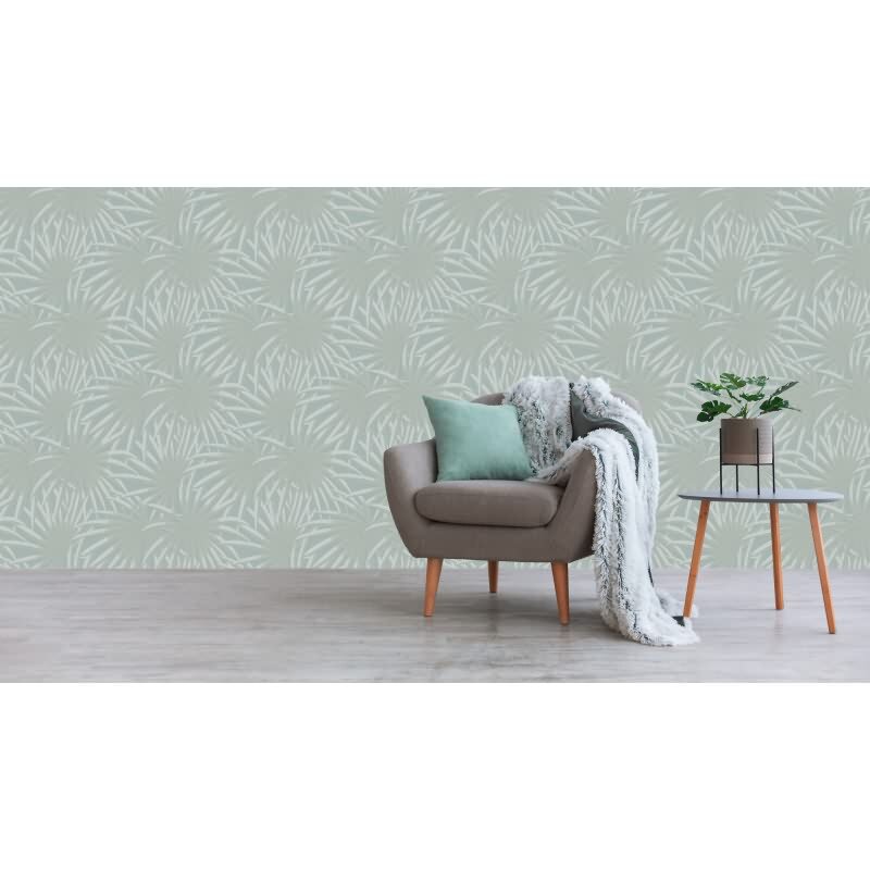 Tapete in Dschungeloptik Mintgrün – Vliestapete mit Palmenblättern – Tropisches Muster matt AS-Creation (393384)