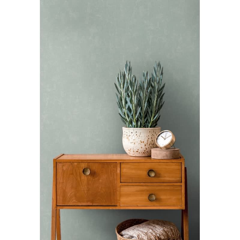 Unitapete mit Struktur Salbeigrün – Vliestapete matt – Natürliche Wandtapete modern AS-Creation (393394)