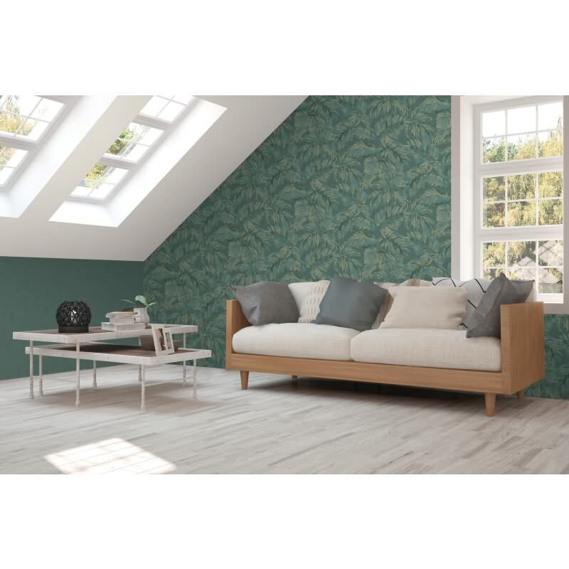 Dschungel-Tapete Petrol Grün – Vliestapete mit Blättermuster – Tropisch matt strukturiert AS-Creation (393401)