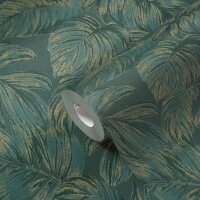 Dschungel-Tapete Petrol Gr&uuml;n &ndash; Vliestapete mit...