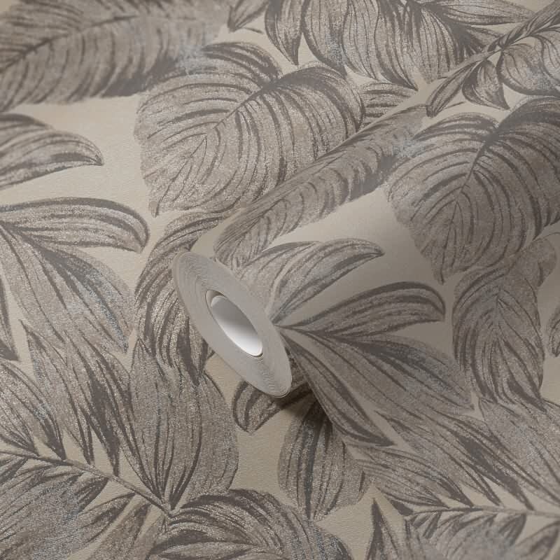 Dschungel-Tapete Beige Grau – Vliestapete mit Blättermotiv – Tropisches Design matt AS-Creation (393402)