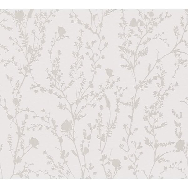 Florale Tapete Weiß Beige – Vliestapete mit feinem Rankenmuster – Natürlich elegant matt AS-Creation (395461)