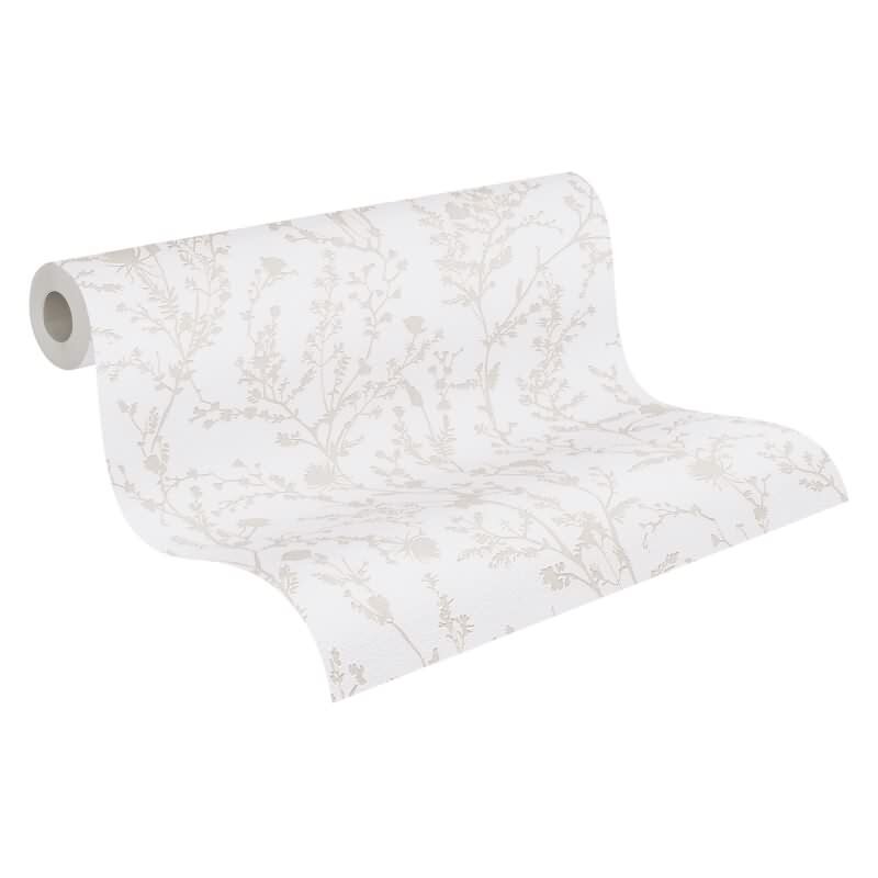 Florale Tapete Weiß Gold – Vliestapete mit zartem Rankenmuster – Elegant & natürlich AS-Creation (395462)