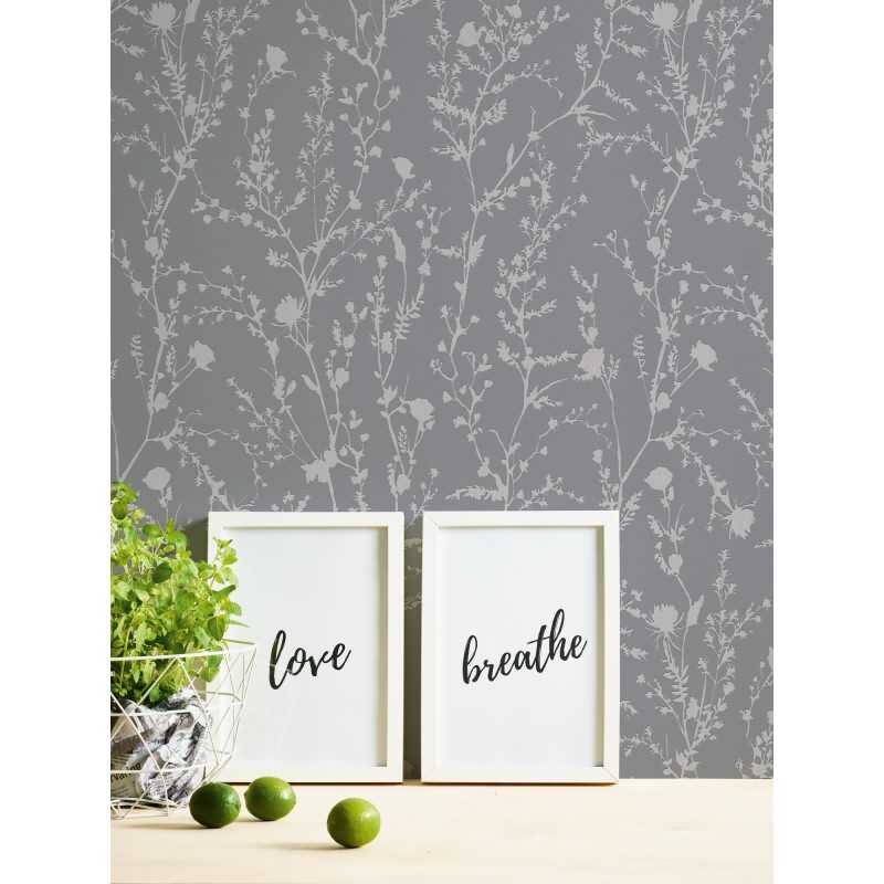 Florale Tapete Dunkelgrau Silber – Vliestapete mit Rankenmuster – Elegant glänzend modern AS-Creation (395463)
