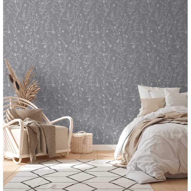 Florale Tapete Dunkelgrau Silber – Vliestapete mit Rankenmuster – Elegant glänzend modern AS-Creation (395463)