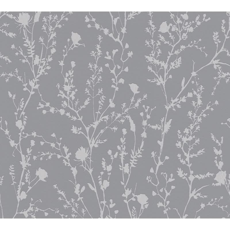 Florale Tapete Dunkelgrau Silber – Vliestapete mit Rankenmuster – Elegant glänzend modern AS-Creation (395463)